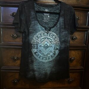 American Fighter Charcoal and Blue Women's Tee